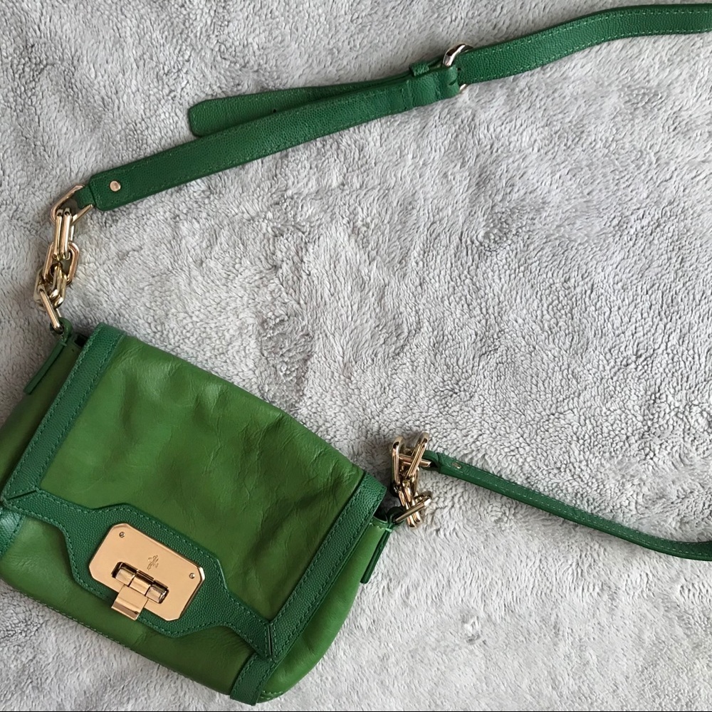 Cole Haan Green Leather Crossbody Bag with Gold Hardware